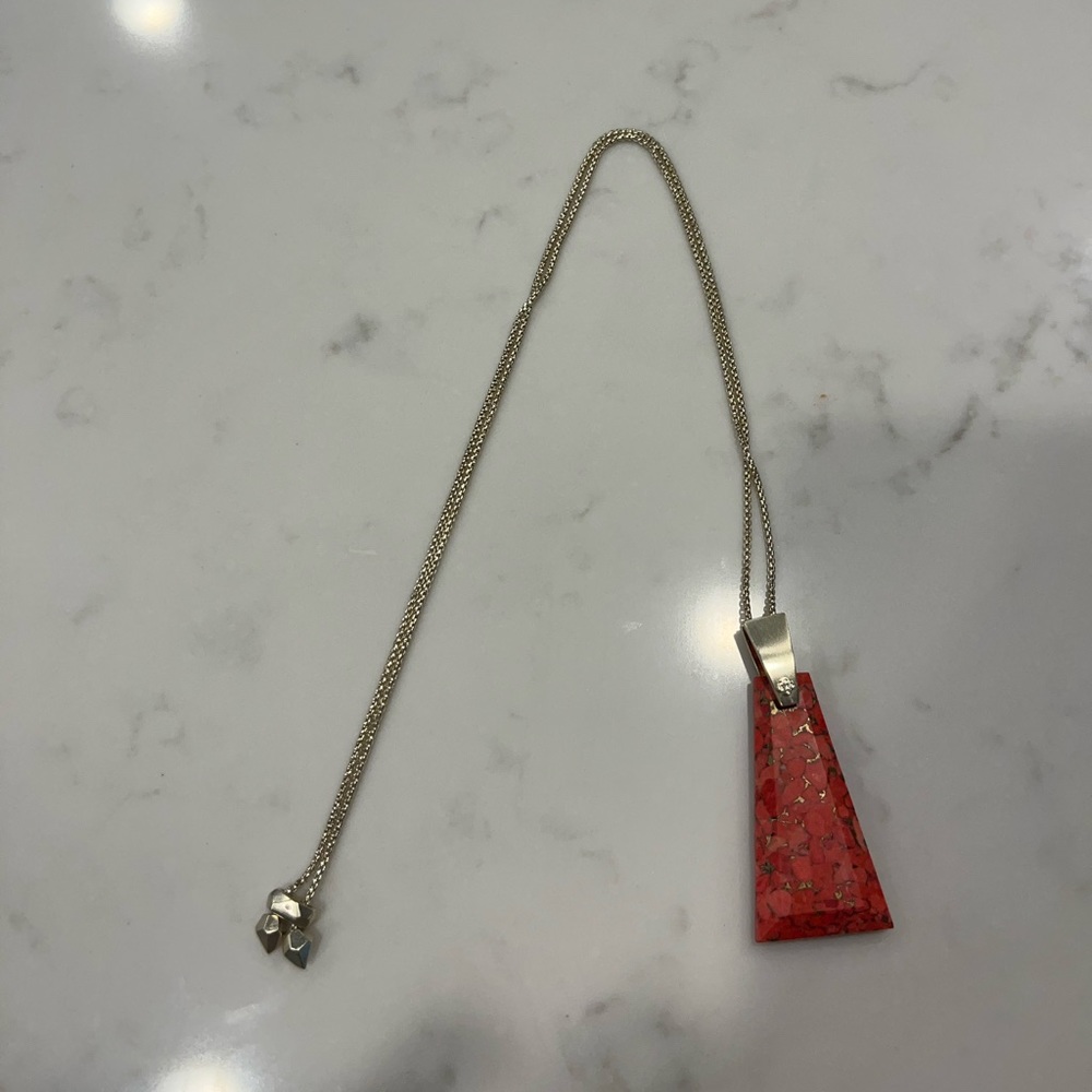 Kendra Scott Collins Long Pendant Necklace Red